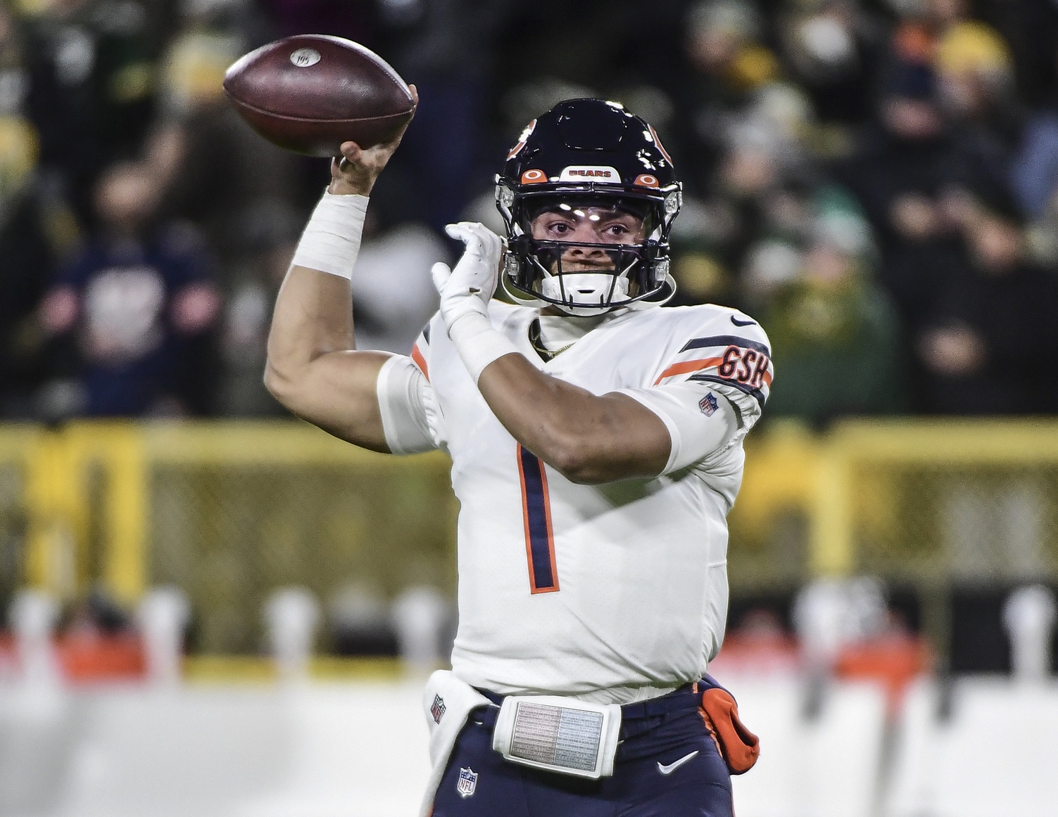 Justin Fields playing for the Bears